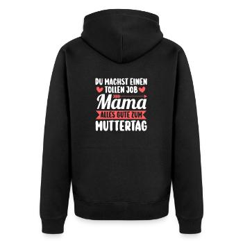 Mutter Muttertag Mama - Unisex Premium Bio Zip Hoodie - Schwarz - Hinten - Nico (187cm)