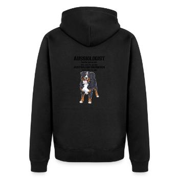 Australischer Schäferhund - Unisex Premium Bio Zip Hoodie - Schwarz - Hinten - Nico (187cm)
