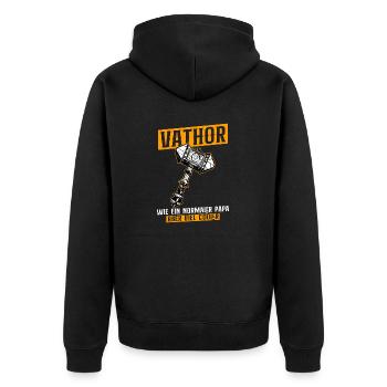 VATHOR Wie Ein Normaler Papa Aber Viel Cooler - Unisex Premium Bio Zip Hoodie - Schwarz - Hinten - Nico (187cm)