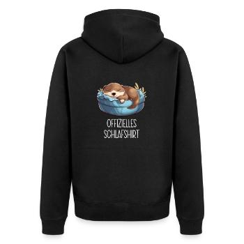 Offizielles Schlafshirt Otter Schlafanzug Seeotter - Unisex Premium Bio Zip Hoodie - Schwarz - Hinten - Nico (187cm)