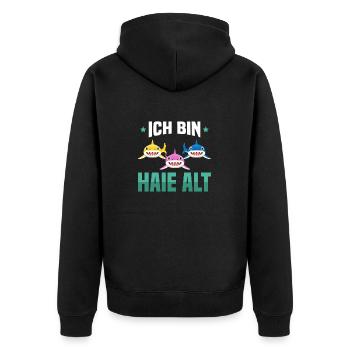 Kinder Geburtstag Raubfisch 3. Geburtstag Hai - Unisex Premium Bio Zip Hoodie - Schwarz - Hinten - Nico (187cm)