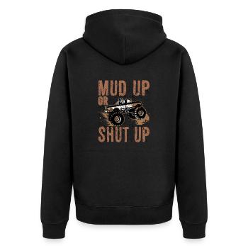Mudder Gift Mud Up ou Tais-toi Mudding Humour - Veste à capuche bio Premium Unisexe - noir - Dos - Nico (187cm)