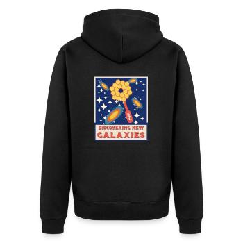 Neue Galaxien entdecken - Unisex Premium Bio Zip Hoodie - Schwarz - Hinten - Nico (187cm)