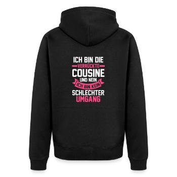 Cousinee - Unisex Premium Bio Zip Hoodie - Schwarz - Hinten - Nico (187cm)