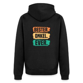 Patenonkel Bester Onkel - Unisex Premium Bio Zip Hoodie - Schwarz - Hinten - Nico (187cm)