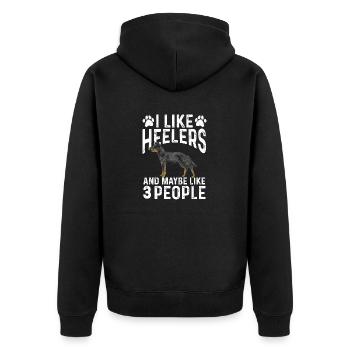 Australian Cattle Dog Red Blue Heeler - Unisex Premium Organic Zip Hoodie - black - Back - Nico (187cm)