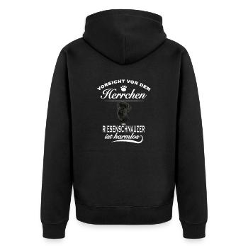 Vorsicht vor dem Herrchen - Riesenschnauzer - Unisex Premium Bio Zip Hoodie - Schwarz - Hinten - Nico (187cm)
