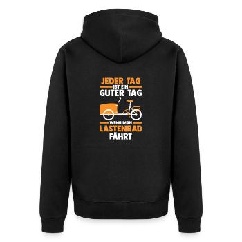 Fahrrad Lastenfahrrad Lastenrad - Unisex Premium Bio Zip Hoodie - Schwarz - Hinten - Nico (187cm)