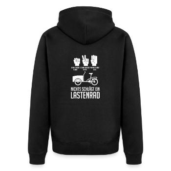 Fahrrad Lastenfahrrad Lastenrad - Unisex Premium Bio Zip Hoodie - Schwarz - Hinten - Nico (187cm)