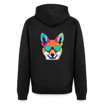 Hektor der Kojote - Unisex Premium Bio Zip Hoodie - Schwarz - Hinten - Nico (187cm)