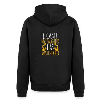 Ich kann nicht Meine Tochter hat Wasserball Mama - Unisex Premium Bio Zip Hoodie - Schwarz - Hinten - Nico (187cm)