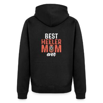 Australian Cattle Dog Red Blue Heeler - Unisex Premium Bio Zip Hoodie - Schwarz - Hinten - Nico (187cm)