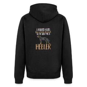 Australian Cattle Dog Red Blue Heeler - Unisex Premium Organic Zip Hoodie - black - Back - Nico (187cm)