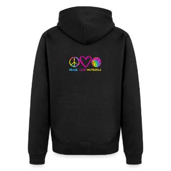 Peace Love Water Polo Funny Water Polo Pool - Unisex Premium Organic Zip Hoodie - black - Back - Nico (187cm)