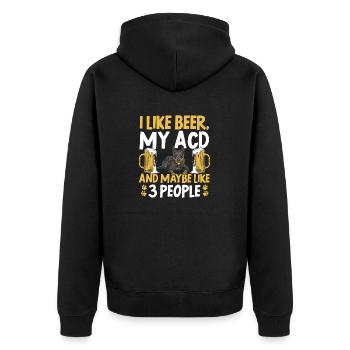 Australian Cattle Dog Red Blue Heeler - Unisex Premium Bio Zip Hoodie - Schwarz - Hinten - Nico (187cm)