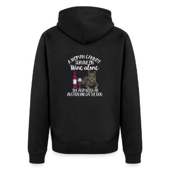 Australian Cattle Dog Red Blue Heeler - Unisex Premium Bio Zip Hoodie - Schwarz - Hinten - Nico (187cm)