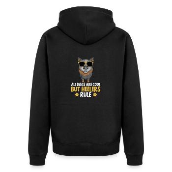 Australian Cattle Dog Red Blue Heeler - Unisex Premium Organic Zip Hoodie - black - Back - Nico (187cm)