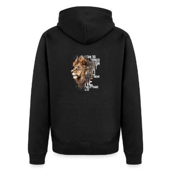 Christlich Religiös Bibel Vers Sprüche Zitat Wortspiel - Unisex Premium Bio Zip Hoodie - Schwarz - Hinten - Nico (187cm)