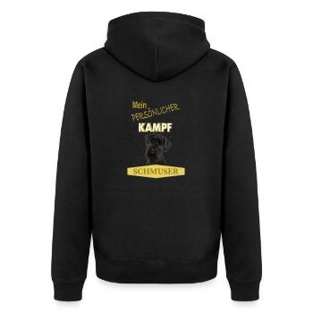 Persönlicher Kampfschmuser - Riesenschnauzer - Unisex Premium Bio Zip Hoodie - Schwarz - Hinten - Nico (187cm)