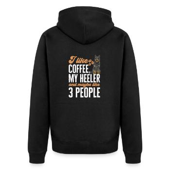 Australian Cattle Dog Red Blue Heeler - Unisex Premium Bio Zip Hoodie - Schwarz - Hinten - Nico (187cm)