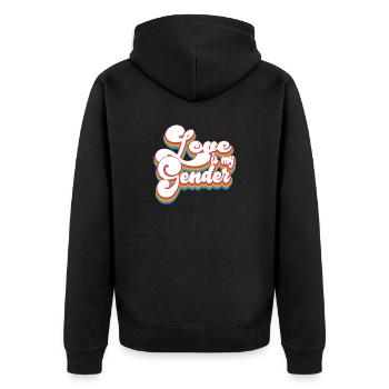 Pride Month LGBTQ - Love Is My Gender - Unisex Premium Organic Zip Hoodie - black - Back - Nico (187cm)
