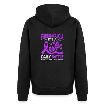 Fibromyalgia it's a daily struggle, but I - Unisex Premium Organic Zip Hoodie - black - Back - Nico (187cm)