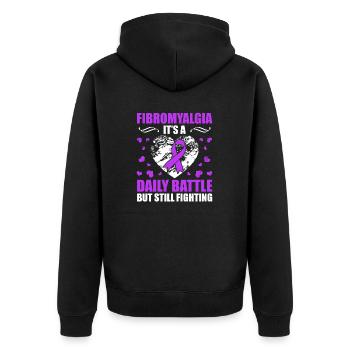 Fibromyalgie Es Ist Ein Täglicher Kampf, Aber Ich - Unisex Premium Bio Zip Hoodie - Schwarz - Hinten - Nico (187cm)