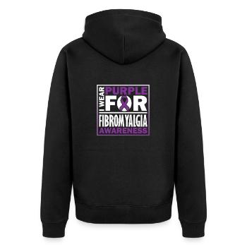 I wear purple for awareness of - Unisex Premium Organic Zip Hoodie - black - Back - Nico (187cm)