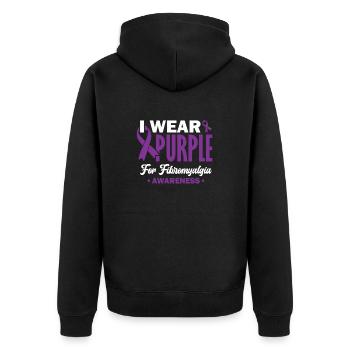 I wear purple for awareness - Unisex Premium Organic Zip Hoodie - black - Back - Nico (187cm)