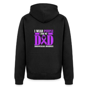 Fibromyalgia Awareness I Wear Purple For - Unisex Premium Organic Zip Hoodie - black - Back - Nico (187cm)