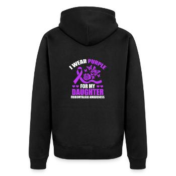 I'm wearing purple for my daughter - Unisex Premium Organic Zip Hoodie - black - Back - Nico (187cm)
