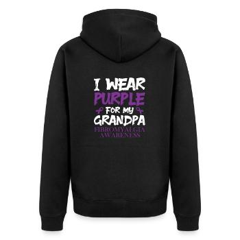 I wear purple for my grandfather - Unisex Premium Organic Zip Hoodie - black - Back - Nico (187cm)