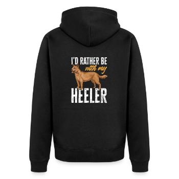 Australian Cattle Dog Red Blue Heeler - Unisex Premium Bio Zip Hoodie - Schwarz - Hinten - Nico (187cm)