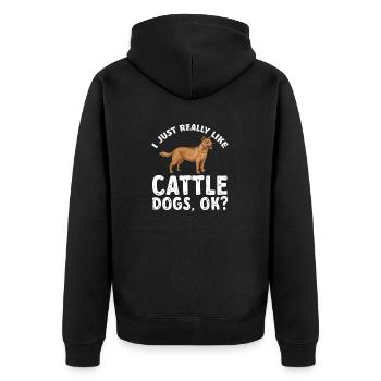 Australian Cattle Dog Red Blue Heeler - Unisex Premium Bio Zip Hoodie - Schwarz - Hinten - Nico (187cm)