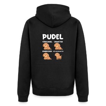 Hund Pudel - Unisex Premium Bio Zip Hoodie - Schwarz - Hinten - Nico (187cm)