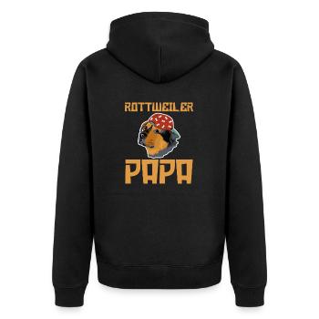 Hund Rottweiler Papa - Unisex Premium Bio Zip Hoodie - Schwarz - Hinten - Nico (187cm)