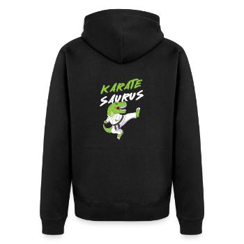 Kampfsport Kampfkunst Karatesaurus Karate - Unisex Premium Bio Zip Hoodie - Schwarz - Hinten - Nico (187cm)