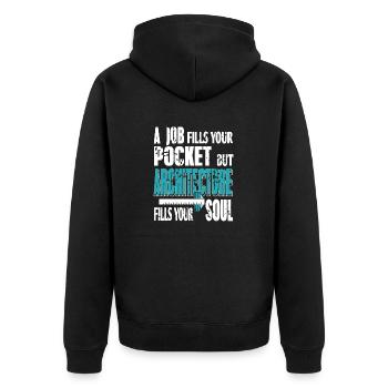 Architecture Fills Your Soul Retro Funny Architect - Unisex Premium Bio Zip Hoodie - Schwarz - Hinten - Nico (187cm)