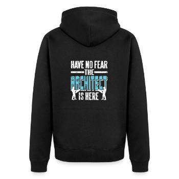 Have No Fear The Architect Is Here Retro Funny - Unisex Premium Organic Zip Hoodie - black - Back - Nico (187cm)