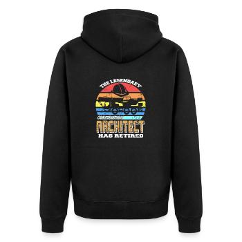 The Legendary Construction Architect Has Retired - Unisex Premium Organic Zip Hoodie - black - Back - Nico (187cm)