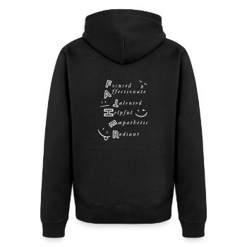 Father design - Unisex Premium Organic Zip Hoodie - black - Back - Nico (187cm)