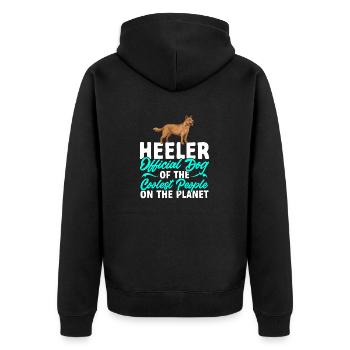 Australian Cattle Dog Red Blue Heeler - Unisex Premium Bio Zip Hoodie - Schwarz - Hinten - Nico (187cm)