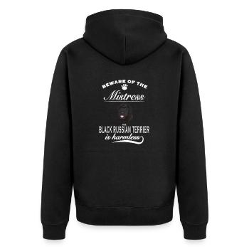 Méfiez-vous de la maîtresse, inoffensif Russian Terrier - Veste à capuche bio Premium Unisexe - noir - Dos - Nico (187cm)