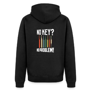 No Key? No Problem! Lockpicker Locksmith - Unisex Premium Bio Zip Hoodie - Schwarz - Hinten - Nico (187cm)