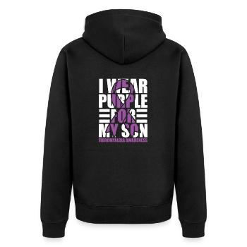 I wear purple for my son - Unisex Premium Organic Zip Hoodie - black - Back - Nico (187cm)