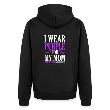 Fibromyalgia Awareness I Wear Purple For Mine - Unisex Premium Organic Zip Hoodie - black - Back - Nico (187cm)