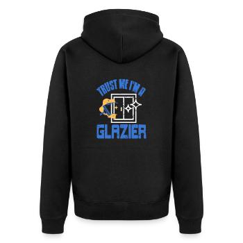 Trust Me I'm A Glazier Retro Funny Glass Worker - Unisex Premium Organic Zip Hoodie - black - Back - Nico (187cm)