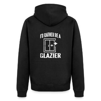 I'd Rather Be A GLAZIER Retro Funny Glassworker - Unisex Premium Organic Zip Hoodie - black - Back - Nico (187cm)