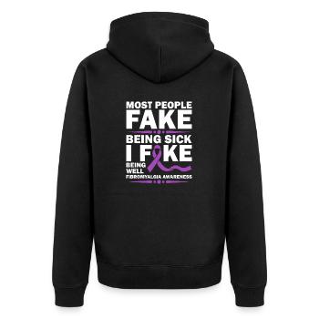 Most people pretend to be sick - Unisex Premium Organic Zip Hoodie - black - Back - Nico (187cm)