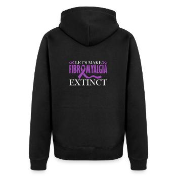 Wir Wollen Fibromyalgie Ausrotten - Unisex Premium Bio Zip Hoodie - Schwarz - Hinten - Nico (187cm)
